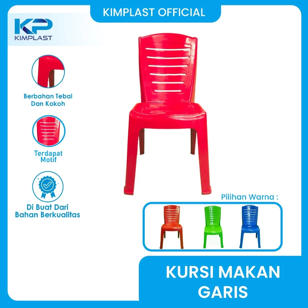 KIMPLAST Striped Dining Chair / Plastic Dining Chair / Chair with Backrest / Striped Pattern Chair
