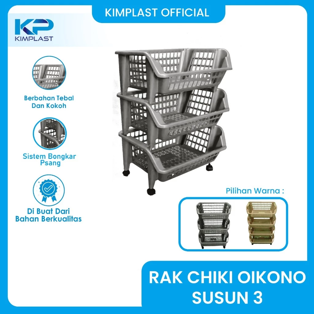 KIMPLAST Chiki Oikono 3-Tier Rack / Plastic Chiki Rack / Multipurpose Rack